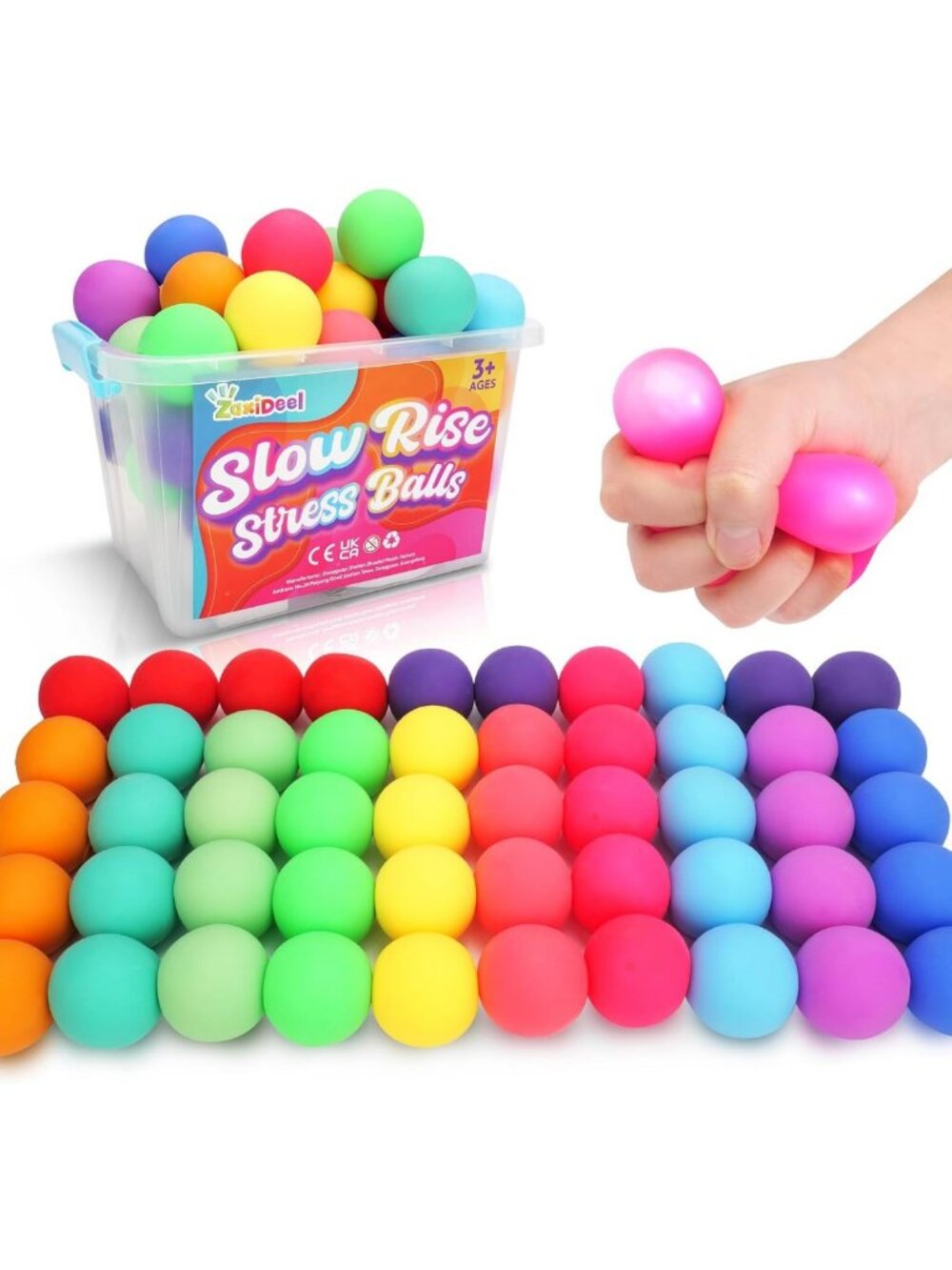 50 Pack Slow Rise Stress Balls - 2.5" Fidget Toys for Stress Relief, Office
